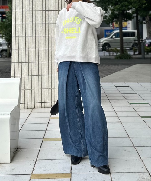 mi via loca（ミヴィアロカ）の「シリコンラバー NUTSロゴプリント裏起毛ロゴスウェットプルオーバー（スウェット・レディース・トップグレー/ブラック/オートミール・FREE）」の7枚目の写真