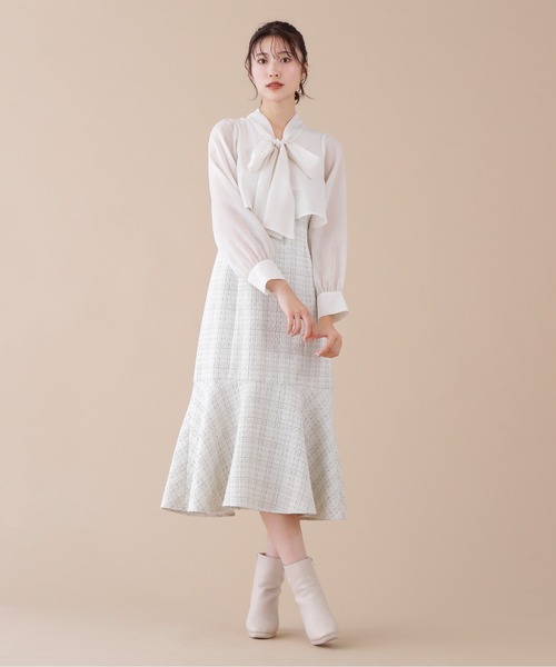 JILL by JILL STUART(ジルバイジルスチュアート)の「◇ブラウスドッキングツイードワンピース(ワンピース・レディース・ネイビー/ホワイト系その他・SMALL/MEDIUM)」の20枚目の写真
