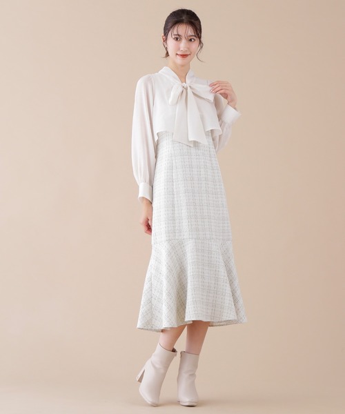 JILL by JILL STUART(ジルバイジルスチュアート)の「◇ブラウスドッキングツイードワンピース(ワンピース・レディース・ネイビー/ホワイト系その他・SMALL/MEDIUM)」の22枚目の写真