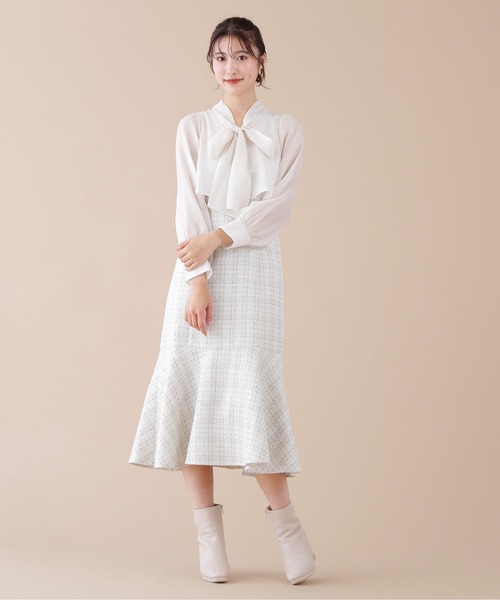 JILL by JILL STUART(ジルバイジルスチュアート)の「◇ブラウスドッキングツイードワンピース(ワンピース・レディース・ネイビー/ホワイト系その他・SMALL/MEDIUM)」の21枚目の写真