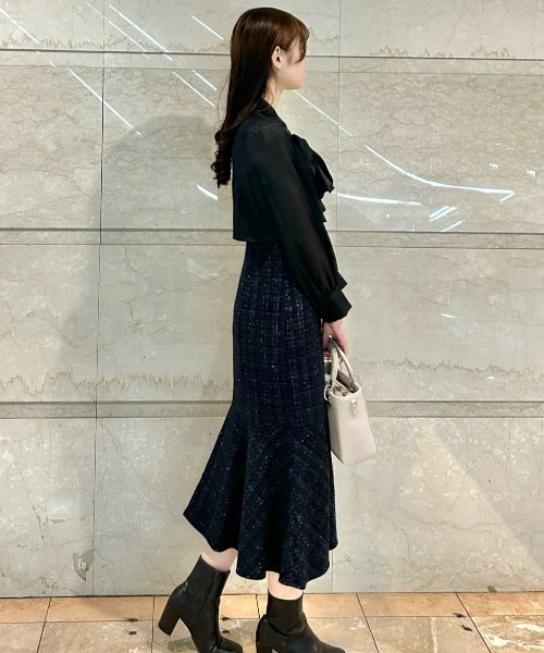 タグ付き試着のみ　JIL SANDER カシミヤ混　ツイード　ワンピース　リボン 三越伊勢丹 | JIL SANDER/ジル サンダー_Women通販 | ワンピース