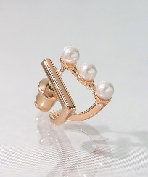 blackdia ocean(ブラックダイヤオーシャン)の「blackdia ocean パールダブルラインピアス/イヤリング(ピアス(両耳用)・レディース・ピンク系その他/ゴールド/ゴールド系その他/ピンク・FREE)」の7枚目の写真