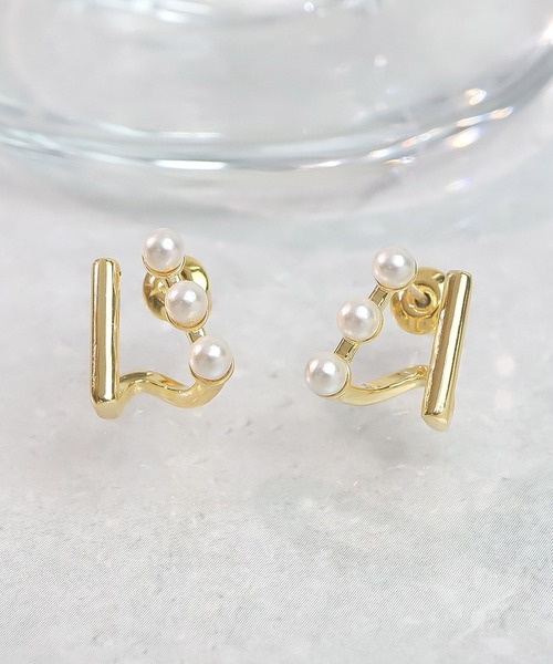 blackdia ocean(ブラックダイヤオーシャン)の「blackdia ocean パールダブルラインピアス/イヤリング(ピアス(両耳用)・レディース・ピンク系その他/ゴールド/ゴールド系その他/ピンク・FREE)」の12枚目の写真