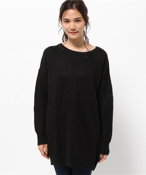 OUTLET（アウトレット）の「【Sheta】背中開キニットチュニック（ニット/セーター・レディース・ブラック・FREE）」の2枚目の写真