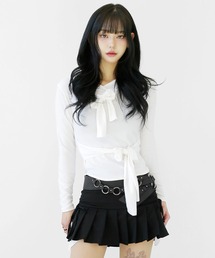 minsobi（ミンソビ）の「アシンメトリー レイヤード風 フード付きカットソー タイトフード スリムフィット フード付き トップス（その他トップス）」