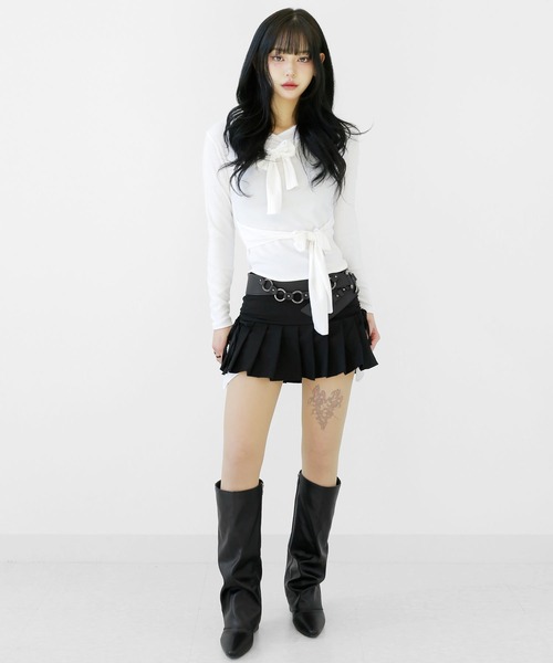 アシンメトリー レイヤード風 フード付きカットソー タイトフード スリムフィット フード付き トップス（その他トップス）｜minsobi（ミンソビ）