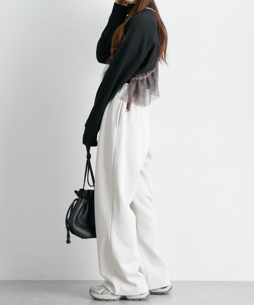 nissen(ニッセン)の「ハイネック肉厚カットソートップス(チュールケープ付)(シャツ/ブラウス・レディース・ブラック/チャコールグレー・S/M/L/LL/3L)」の18枚目の写真