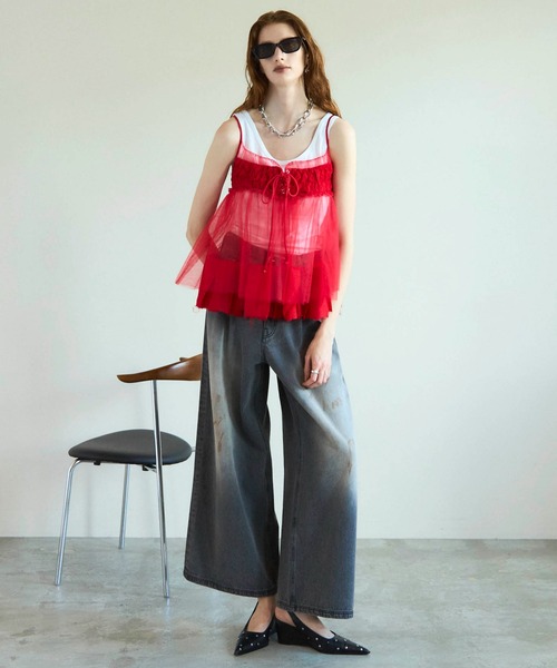 【新品未使用】メゾンスペシャル　トップス　夏　tulle tunic See-through Tulle Tunic