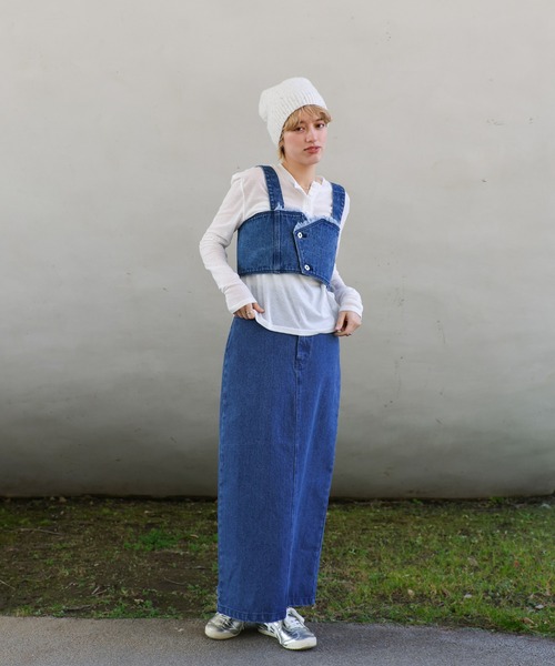 select MOCA（セレクトモカ）の「デニムロングタイトスカート（デニムスカート・レディース・インディゴブルー/ブラック・MEDIUM/LARGE）」の19枚目の写真