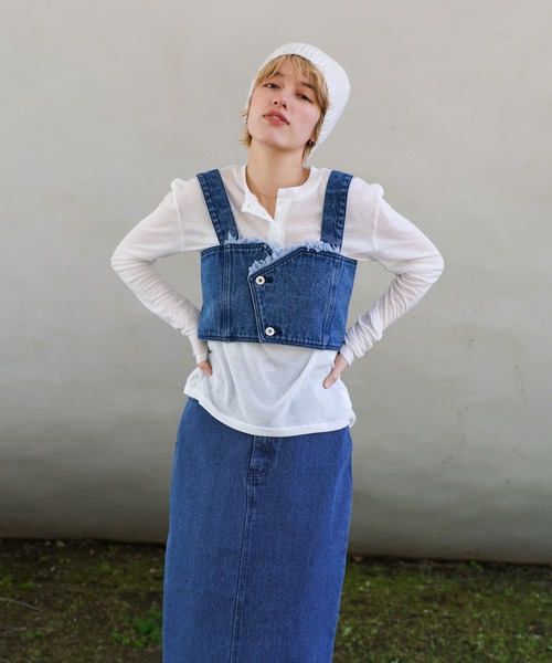 select MOCA（セレクトモカ）の「デニムロングタイトスカート（デニム