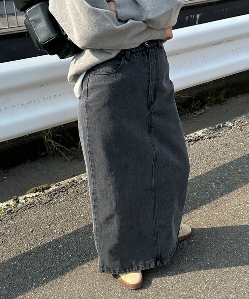 select MOCA（セレクトモカ）の「デニムロングタイトスカート（デニムスカート・レディース・インディゴブルー/ブラック・MEDIUM/LARGE）」の10枚目の写真