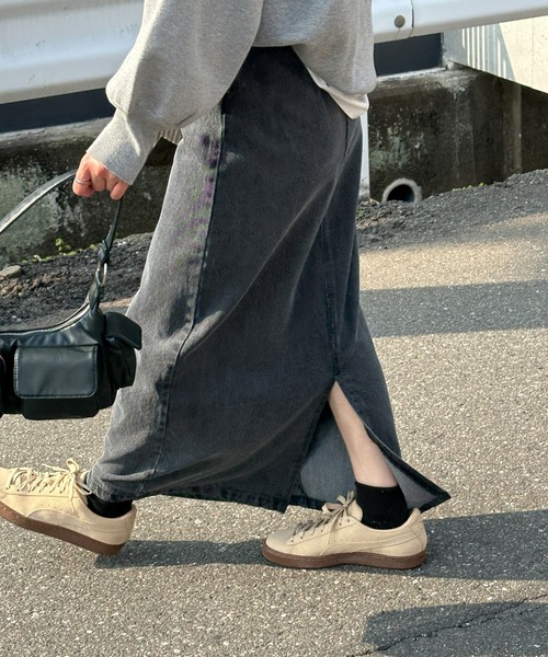 select MOCA（セレクトモカ）の「デニムロングタイトスカート（デニムスカート・レディース・インディゴブルー/ブラック・MEDIUM/LARGE）」の12枚目の写真