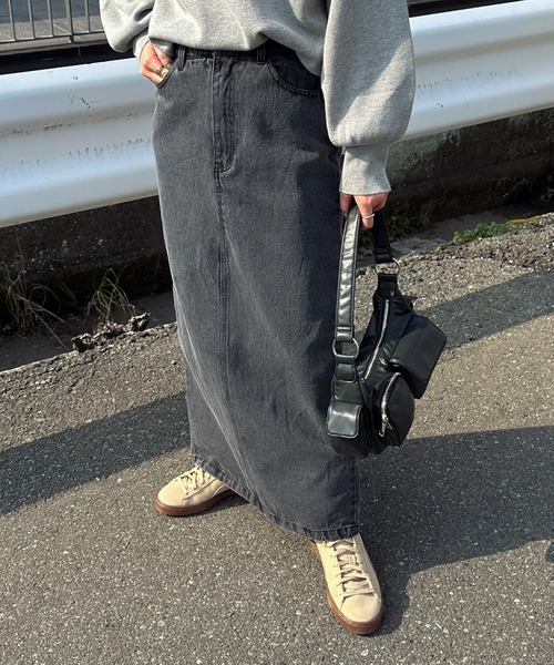 select MOCA（セレクトモカ）の「デニムロングタイトスカート（デニムスカート・レディース・インディゴブルー/ブラック・MEDIUM/LARGE）」の9枚目の写真