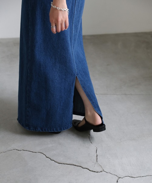 select MOCA（セレクトモカ）の「デニムロングタイトスカート（デニムスカート・レディース・インディゴブルー/ブラック・MEDIUM/LARGE）」の15枚目の写真