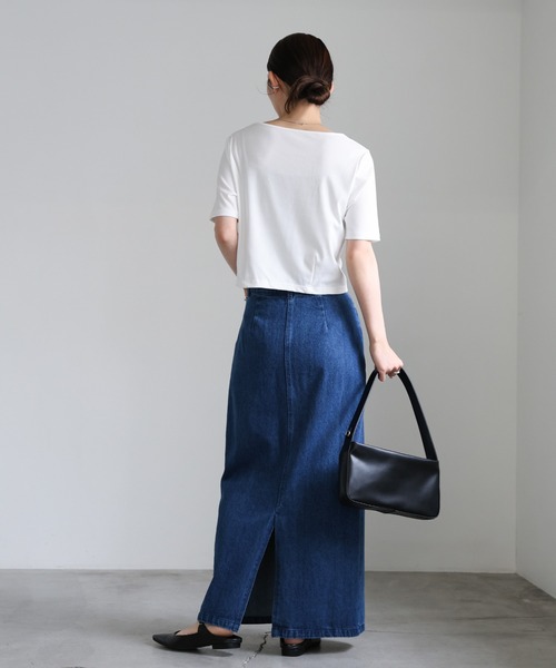 select MOCA（セレクトモカ）の「デニムロングタイトスカート（デニムスカート・レディース・インディゴブルー/ブラック・MEDIUM/LARGE）」の4枚目の写真