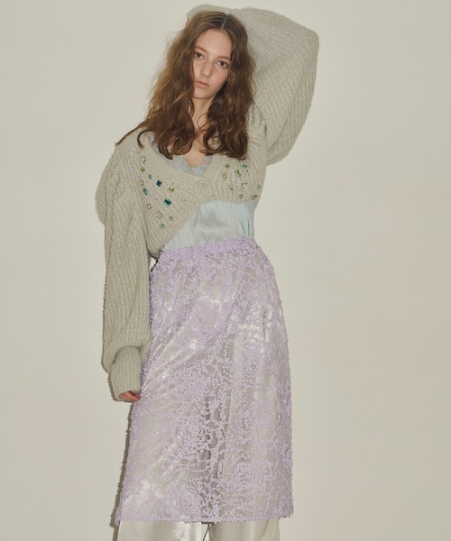 J1U by LA BELLE ETUDE（ジユウバイラベルエチュード）の「シアーローズモチーフレースIラインスカート（スカート・レディース・ライトパープル・FREE）」の12枚目の写真