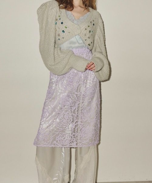 J1U by LA BELLE ETUDE（ジユウバイラベルエチュード）の「シアーローズモチーフレースIラインスカート（スカート・レディース・ライトパープル・FREE）」の13枚目の写真