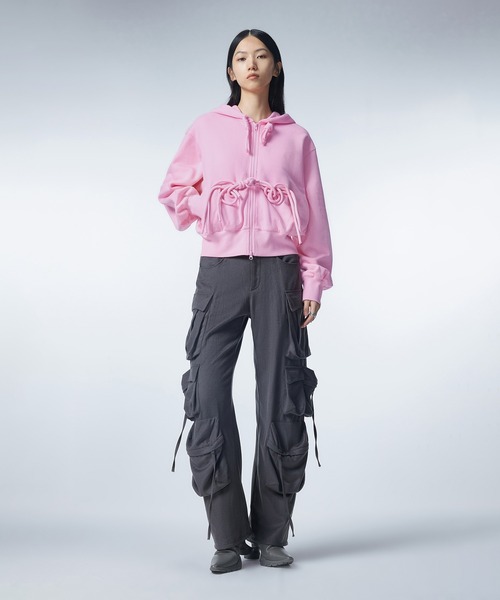 JNBY(ジェーエヌビーワイ)の「【ZOZOTOWN限定】Unique Corded Zip-up Hoodie / ジップアップフーディー(パーカー・レディース・ブラック/ピンク/ブラウン・38/36/40)」の9枚目の写真