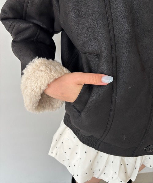 ボアカラー スタンドネック ムートンジャケット FD24W343【Fano