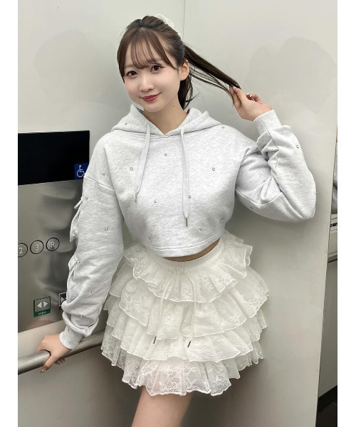 セール】クロップドビジューフーディ（パーカー）｜Darich（ダーリッチ