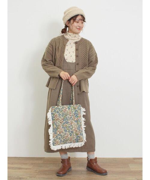 Samansa Mos2（サマンサ モスモス）の「パッチワークケーブル前後2WAYニット（カーディガン/ボレロ・レディース・ピンク/イエロー/キナリ/グリーン/モカ・F）」の22枚目の写真