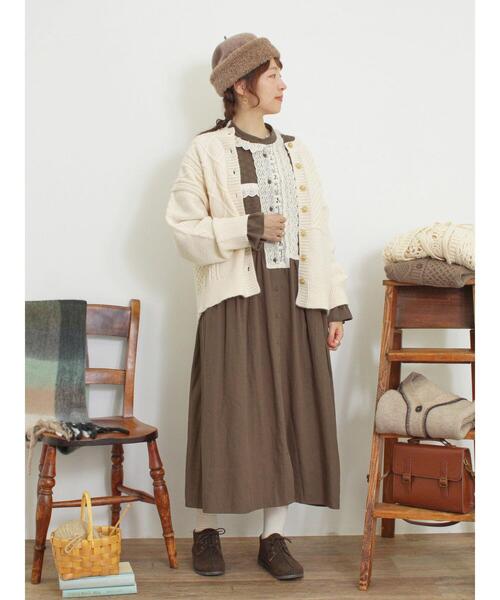 セール】パッチワークケーブル前後2WAYニット（カーディガン/ボレロ