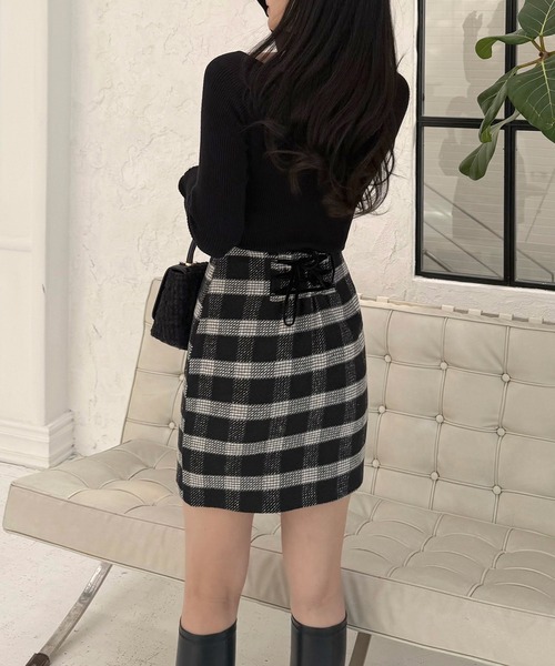 ROYAL PARTY（ロイヤルパーティー）の「ウォッシャブルオープンネック長袖ニットトップス（ニット/セーター・レディース・ピンク/グリーン/ベージュ系その他/ホワイト×ネイビー/オフホワイト/ブラック・FREE）」の13枚目の写真