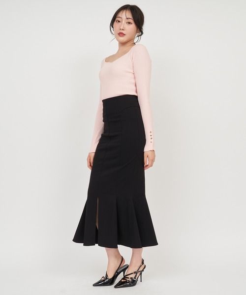 ROYAL PARTY（ロイヤルパーティー）の「ウォッシャブルオープンネック長袖ニットトップス（ニット/セーター・レディース・ピンク/グリーン/ベージュ系その他/ホワイト×ネイビー/オフホワイト/ブラック・FREE）」の20枚目の写真