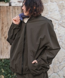 mj10540-襟裏配色カラーナイロンジップブルゾン