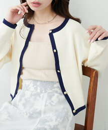 natural couture | 【WEB限定】バイカラーレトロショートカーデ(カーディガン/ボレロ)