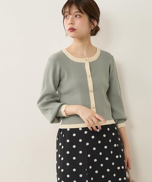 natural couture(ナチュラルクチュール)の「【WEB限定】バイカラーレトロショートカーデ(カーディガン/ボレロ・レディース・ベージュ/ミント/オフホワイト/ブラック・FREE)」の19枚目の写真