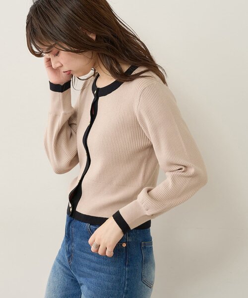 natural couture(ナチュラルクチュール)の「【WEB限定】バイカラーレトロショートカーデ(カーディガン/ボレロ・レディース・ベージュ/ミント/オフホワイト/ブラック・FREE)」の16枚目の写真