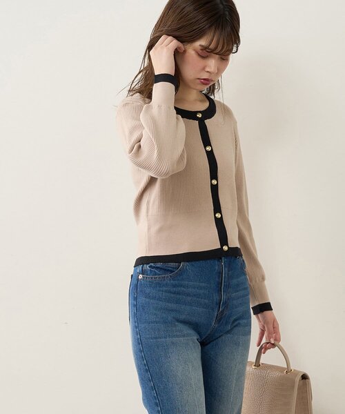natural couture(ナチュラルクチュール)の「【WEB限定】バイカラーレトロショートカーデ(カーディガン/ボレロ・レディース・ベージュ/ミント/オフホワイト/ブラック・FREE)」の17枚目の写真