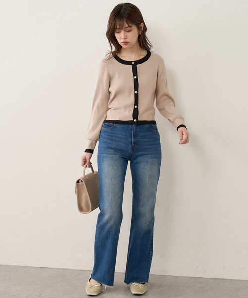 natural couture(ナチュラルクチュール)の「【WEB限定】バイカラーレトロショートカーデ(カーディガン/ボレロ・レディース・ベージュ/ミント/オフホワイト/ブラック・FREE)」の18枚目の写真