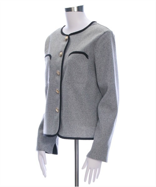 clear（クリア）の「配色パイピングポケット付キジャケット[綺麗目 オフィスカジュアル 着回し抜群 大人 カジュアル] ≪2025SS新作≫（その他アウター・レディース・アイボリー/グレー・F）」の6枚目の写真