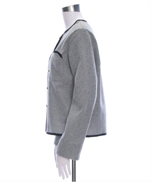 clear（クリア）の「配色パイピングポケット付キジャケット[綺麗目 オフィスカジュアル 着回し抜群 大人 カジュアル] ≪2025SS新作≫（その他アウター・レディース・アイボリー/グレー・F）」の7枚目の写真