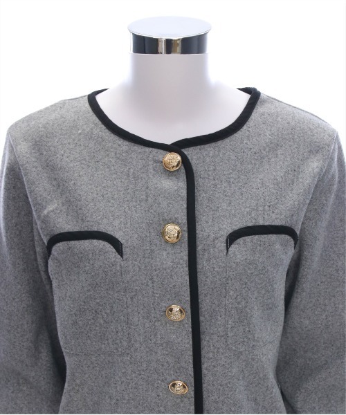 clear（クリア）の「配色パイピングポケット付キジャケット[綺麗目 オフィスカジュアル 着回し抜群 大人 カジュアル] ≪2025SS新作≫（その他アウター・レディース・アイボリー/グレー・F）」の10枚目の写真