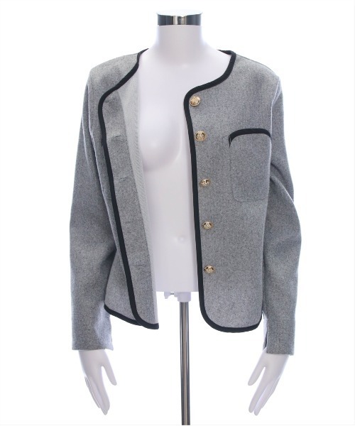 clear（クリア）の「配色パイピングポケット付キジャケット[綺麗目 オフィスカジュアル 着回し抜群 大人 カジュアル] ≪2025SS新作≫（その他アウター・レディース・アイボリー/グレー・F）」の16枚目の写真