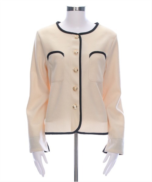 clear（クリア）の「配色パイピングポケット付キジャケット[綺麗目 オフィスカジュアル 着回し抜群 大人 カジュアル] ≪2025SS新作≫（その他アウター・レディース・アイボリー/グレー・F）」の21枚目の写真