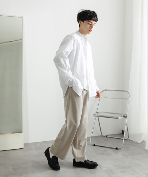 SENSE OF PLACE by URBAN RESEARCH（センスオブプレイスバイアーバンリサーチ）の「『WEB限定』『ユニセックス』『イージーケア』コンフォートバンドカラーシャツ（シャツ/ブラウス・メンズ・ホワイト/ライトブルー/ブルー系その他・MEDIUM/LARGE/X-LARGE）」の15枚目の写真