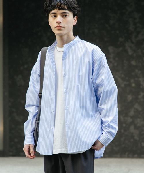 SENSE OF PLACE by URBAN RESEARCH（センスオブプレイスバイアーバンリサーチ）の「『WEB限定』『ユニセックス』『イージーケア』コンフォートバンドカラーシャツ（シャツ/ブラウス・メンズ・ホワイト/ライトブルー/ブルー系その他・MEDIUM/LARGE/X-LARGE）」の17枚目の写真