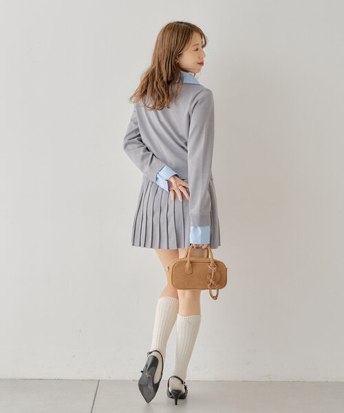 Chico(チコ)の「【セットアップ】襟付きポロニット(ニット/セーター・レディース・グレー/ネイビー/アイボリー/ピンク・FREE)」の11枚目の写真