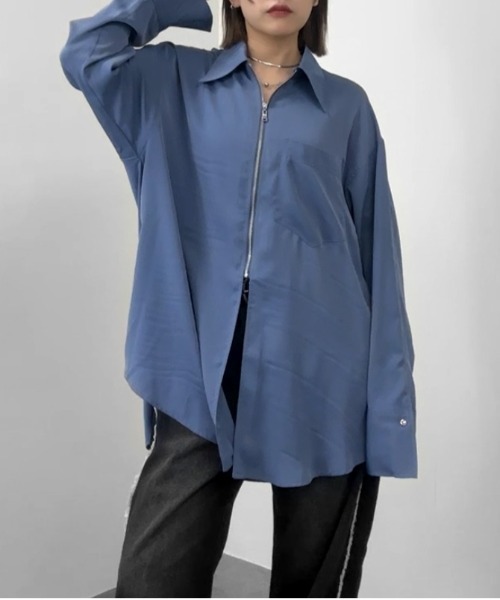 美品 siro シャツ ブラウス フード付き 羽織り 青 抗菌防臭ブロードショートスリーブシャツ[ITA5-13C019]｜URBAN