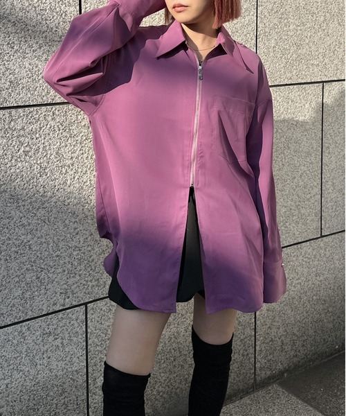 jiasecond.(ジアセカンド)の「【jiasecond.】ジップオーバーシャツ(オリジナル) / トップス シャツ オーバー ジップ 長袖 ファスナー 羽織り ブラック パープル ブルー ZOZOTOWN限定(シャツ/ブラウス・レディース・ブラック/パープル/ブルー・FREE)」の12枚目の写真