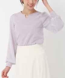 シフォン袖バー付きニット