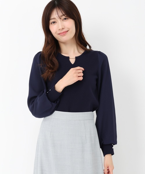 MISCH MASCH（ミッシュマッシュ）の「シフォン袖バー付きニット（ニット/セーター・レディース・ネイビー/ホワイト/ラベンダー・ﾌﾘ-）」の16枚目の写真