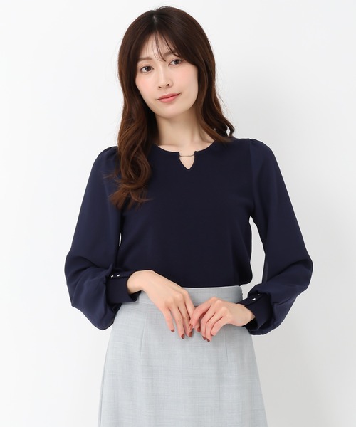 MISCH MASCH（ミッシュマッシュ）の「シフォン袖バー付きニット（ニット/セーター・レディース・ネイビー/ホワイト/ラベンダー・ﾌﾘ-）」の15枚目の写真