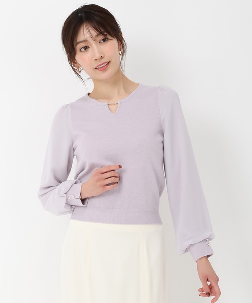 MISCH MASCH（ミッシュマッシュ）の「シフォン袖バー付きニット（ニット/セーター・レディース・ネイビー/ホワイト/ラベンダー・ﾌﾘ-）」の13枚目の写真