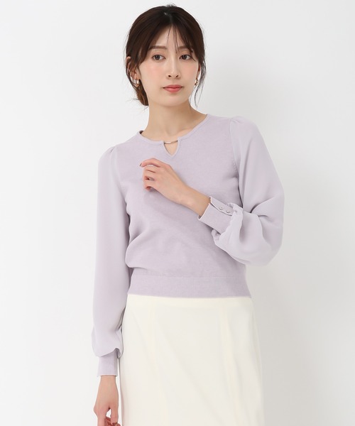 MISCH MASCH（ミッシュマッシュ）の「シフォン袖バー付きニット（ニット/セーター・レディース・ネイビー/ホワイト/ラベンダー・ﾌﾘ-）」の14枚目の写真