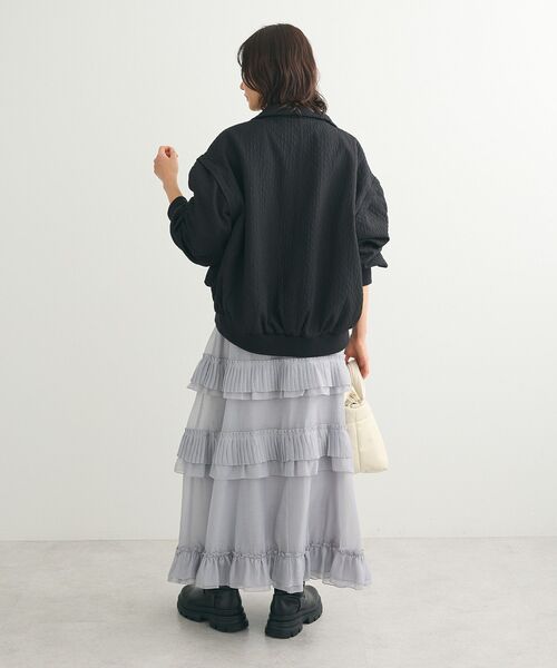 ELENCARE DUE（エレンカーレデュエ）の「・ELENCARE DUE プリーツフリルシアースカート（スカート・レディース・ブラック/オフホワイト/グレー・FREE）」の7枚目の写真
